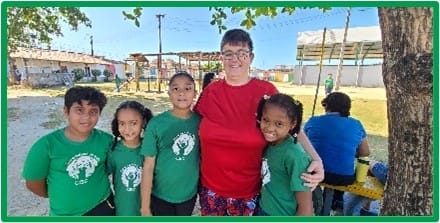 Amy with the children in Brazil