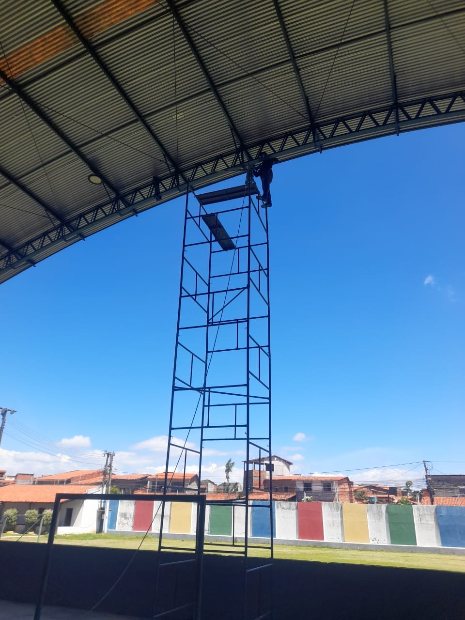 Scaffolding under gymnasium