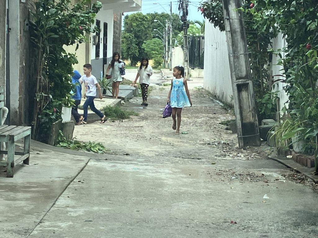 Children in alleyway in the slums